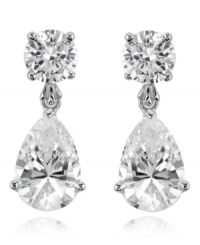 Give your outfit the element of Wow with these stunning CRISLU earrings featuring round- and pear-cut cubic zirconias (3/4 ct. t.w.) set in sterling silver with a platinum finish. Approximate drop: 3/4 inch. Give your outfit the element of Wow with these stunning CRISLU earrings featuring round- and pear-cut cubic zirconias (3/4 ct. t.w.) set in sterling silver with a platinum finish. Approximate drop: 3/4 inch.