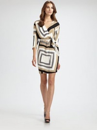 Graphically patterned jersey, tailored in an ultra-flattering wrap-front silhouette.Surplice necklineThree-quarter sleevesWaist sashConcealed back zipAbout 22 from natural waistSilkDry cleanImportedModel shown is 5'11 (180cm) wearing US size 4. Graphically patterned jersey, tailored in an ultra-flattering wrap-front silhouette.Surplice necklineThree-quarter sleevesWaist sashConcealed back zipAbout 22 from natural waistSilkDry cleanImportedModel shown is 5'11 (180cm) wearing US size 4.