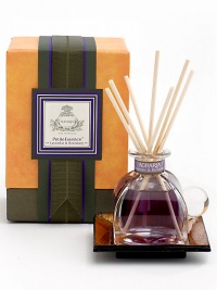 Presented in a beautiful hand-blown Italian crystal perfume bottle with glass stopper, Agraria Lavender and Rosemary PetitEssence is filled with a special formulation of unique lavender and rosemary fragrance oil, a blend of French lavender and Italian rosemary enriched with the zest of bergamot and a few drops of English amber.Elegantly gift-boxed with seven 5-inch bamboo reeds 1.7 oz. Includes tray
