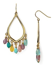 Introduce eclectic glamour to your jewel box with these beaded teardrop hoop earrings from Lauren Ralph Lauren, accented by striking multi colored stones. Introduce eclectic glamour to your jewel box with these beaded teardrop hoop earrings from Lauren Ralph Lauren, accented by striking multi colored stones.
