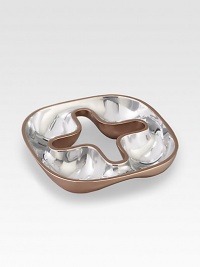 Elegant when empty, striking when filled, this squared design is crafted of polished metal alloy with a gleaming copper plated exterior.Metal alloy and copperplateHandmadeSigned by designer Karim Rashid9.5L X 9.5W X 2HHand washImported Elegant when empty, striking when filled, this squared design is crafted of polished metal alloy with a gleaming copper plated exterior.Metal alloy and copperplateHandmadeSigned by designer Karim Rashid9.5L X 9.5W X 2HHand washImported