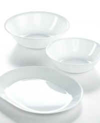 Entertain with the endless versatility of Corelle. Each piece in this brilliant serving set transitions seamlessly from oven to table in pure white, practically indestructible Vitrelle glass. A perfect complement to Corelle dinnerware and everything else you bring to the table. Entertain with the endless versatility of Corelle. Each piece in this brilliant serving set transitions seamlessly from oven to table in pure white, practically indestructible Vitrelle glass. A perfect complement to Corelle dinnerware and everything else you bring to the table.