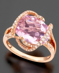 This ring embodies pure romance with stunning oval-cut pink amethyst (7-3/4 ct. t.w.) enveloped in strands of round-cut diamond (3/8 ct. t.w.) set in 14k rose gold, from Effy Collection.
