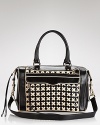 In leather, Rebecca Minkoff gives the classic satchel added attitude, for a rebellious spin on day-right style.
