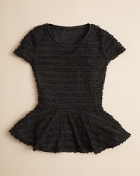 Say it with stripes. Ruffled stripe patterns positively pop on Aqua Girls' cute peplum top. Say it with stripes. Ruffled stripe patterns positively pop on Aqua Girls' cute peplum top.