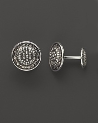 Elegant, intricately textured sterling silver cufflinks from Buccellati. Elegant, intricately textured sterling silver cufflinks from Buccellati.