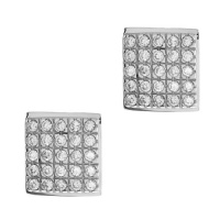 Sterling Silver Cubic Zirconia Square Earrings B/New