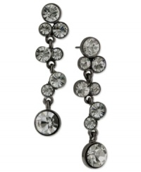 Daring and dazzling at once, these earrings from 2028 are crafted from hematite-tone mixed metal and feature black glass accents for bold effect. Approximate drop: 1-1/2 inches. Daring and dazzling at once, these earrings from 2028 are crafted from hematite-tone mixed metal and feature black glass accents for bold effect. Approximate drop: 1-1/2 inches.