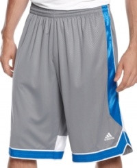 Slam dunk. You'll be running up and down the court in comfort with these CLIMALITE® basketball shorts from adidas. Slam dunk. You'll be running up and down the court in comfort with these CLIMALITE® basketball shorts from adidas.