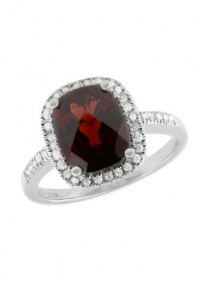 Effy Jewlery 14K White Gold Diamond and Garnet Ring, 3.16 TCW Ring size 7