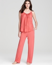 A sweet and simple take on pajamas, this matching set from Midnight by Carole Hochman features a voile front panel. A sweet and simple take on pajamas, this matching set from Midnight by Carole Hochman features a voile front panel.