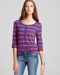 Classic stripes never go out of style. You'll love the nautical feel of this comfortable Splendid henley tee. Just add a great fitting pair of jeans and your weekend wardrobe is set! Classic stripes never go out of style. You'll love the nautical feel of this comfortable Splendid henley tee. Just add a great fitting pair of jeans and your weekend wardrobe is set!