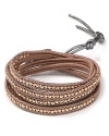 Nod to natural style with this leather wrap bracelet from Chan Luu, accented by striking rose gold stones. It's an effortless way to finish an eclectic look.