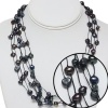 19 Genuine 7-8mm Black Freshwater Pearl 5 Strand Knotted Necklace