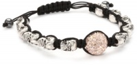 Very Me ''FUN'' Rose Gold Swarovski Crystal Silver Tone Skulls Cord Bracelet, 10mm Very Me ''FUN'' Rose Gold Swarovski Crystal Silver Tone Skulls Cord Bracelet, 10mm