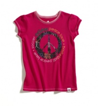 adidas Girls 2-6X Short Sleeve Graphic Tee, Dark Pink, 5 adidas Girls 2-6X Short Sleeve Graphic Tee, Dark Pink, 5
