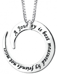 Sterling Silver A Journey Is Best Measure By Friends Not Miles Circle Pendant Necklace, 18 Sterling Silver A Journey Is Best Measure By Friends Not Miles Circle Pendant Necklace, 18
