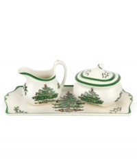With an historic pattern starring the most cherished symbol of the season, Spode's Christmas Tree sugar and creamer set is a festive gift to holiday dining. Evergreen trees with baubles, tinsel and perfectly wrapped packages complete every celebration. With an historic pattern starring the most cherished symbol of the season, Spode's Christmas Tree sugar and creamer set is a festive gift to holiday dining. Evergreen trees with baubles, tinsel and perfectly wrapped packages complete every celebration.