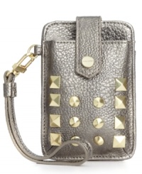 Give your gadget some attitude with this studded PDA case from Steve Madden, featuring a versatile wristlet strap. Slip it in your handbag or wear it on its own, for an edgy way to stay organized.