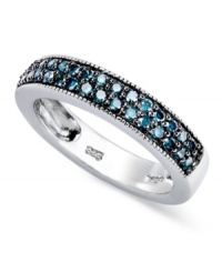 Beautiful in blue. This sterling silver stackable ring sparkles with round-cut blue diamonds (1/2 ct. t.w.) adding a lustrous touch. Size 5, 6, 7, 8 and 9. Beautiful in blue. This sterling silver stackable ring sparkles with round-cut blue diamonds (1/2 ct. t.w.) adding a lustrous touch. Size 5, 6, 7, 8 and 9.