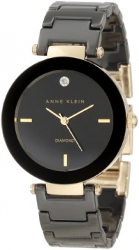 Anne Klein Women's AK/1018BKBK Ceramic Diamond Dial Black Bracelet Watch Anne Klein Women's AK/1018BKBK Ceramic Diamond Dial Black Bracelet Watch