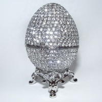 Platinum Faberge Egg Jewelry Ring Box set with Swarovski Crystals, includes R... Platinum Faberge Egg Jewelry Ring Box set with Swarovski Crystals, includes R...