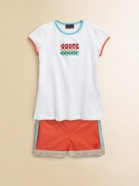 A splash of color brightens up this cool and comfy everyday tee.CrewneckShort sleevesPullover styleColorful trim on sleeves and neckEmbroidered logo patch94% cotton/6% elasticMachine washImported A splash of color brightens up this cool and comfy everyday tee.CrewneckShort sleevesPullover styleColorful trim on sleeves and neckEmbroidered logo patch94% cotton/6% elasticMachine washImported