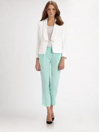 EXCLUSIVELY AT SAKS. Tailored to perfection, this Italian blazer is styled with an oversized shawl collar, front flap pockets and a stretchy silhouette. Shawl collarLong sleeves with buttoned cuffsSingle button closureFront flap pocketsAbout 22 from shoulder to hemLinen/viscose/elastaneDry cleanMade in USA of Italian fabricSIZE & FITModel shown is 5'9½ (176cm) wearing US size 4. EXCLUSIVELY AT SAKS. Tailored to perfection, this Italian blazer is styled with an oversized shawl collar, front flap pockets and a stretchy silhouette. Shawl collarLong sleeves with buttoned cuffsSingle button closureFront flap pocketsAbout 22 from shoulder to hemLinen/viscose/elastaneDry cleanMade in USA of Italian fabricSIZE & FITModel shown is 5'9½ (176cm) wearing US size 4.