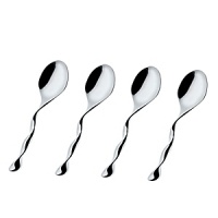 Set of four coffee spoons in 18/10 stainless steel mirror polished. Designed by William Alsop. Set of four coffee spoons in 18/10 stainless steel mirror polished. Designed by William Alsop.