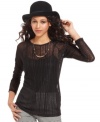 Allover burnout stripes add on-trend texture to this Bar III top -- a hot fall layering piece!