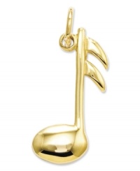 Hit the perfect note! This cute musical note charm is perfect for the aspiring musician. Crafted in polished 14k gold with a flat back. Chain not included. Approximate length: 4/5 inch. Approximate width: 2/5 inch. Hit the perfect note! This cute musical note charm is perfect for the aspiring musician. Crafted in polished 14k gold with a flat back. Chain not included. Approximate length: 4/5 inch. Approximate width: 2/5 inch.