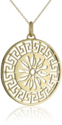 18k Yellow Gold Plated Sterling Silver Sun Medallion, 18