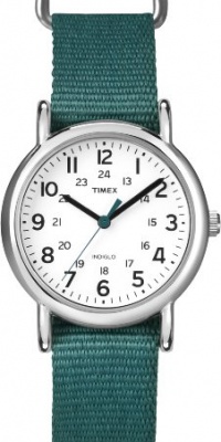 Timex Women's T2N915 Weekender Mid-Size Slip-Thru Green Nylon Strap Watch Timex Women's T2N915 Weekender Mid-Size Slip-Thru Green Nylon Strap Watch