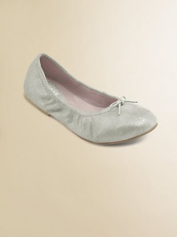 A subtle luster and texture on graceful ballerina flats of siretta leather.Leather upperAdjustable elastic tieLeather footbed and liningPadded insoleLeather and rubber soleImported A subtle luster and texture on graceful ballerina flats of siretta leather.Leather upperAdjustable elastic tieLeather footbed and liningPadded insoleLeather and rubber soleImported