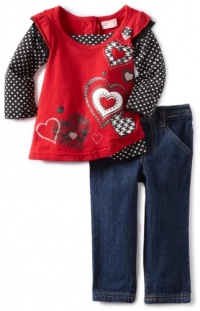 Nannette Baby-Girls Infant 2 Piece Denim Pant Set, Red, 18 Months Nannette Baby-Girls Infant 2 Piece Denim Pant Set, Red, 18 Months