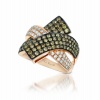 LeVian 14K Rose Gold Cross Over Ring With 1.48 Carats Total Chocolate and White Diamonds