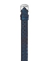 A lustrous metallic navy watch strap in textured calf leather.