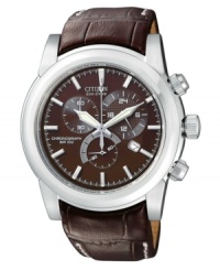 Style and utility fuse in this coolly sophisticated watch by Citizen. Style and utility fuse in this coolly sophisticated watch by Citizen.