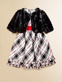 She'll want to twirl in this party-perfect, silk-blend frock with ruffles, pretty pleated waistband, puff sleeves and a festive plaid print.Ruffled necklineShort puff sleevesBack buttonsPleated waistbandRuffled hemFully lined70% silk/30% polyesterDry cleanImported Please note: Number of buttons may vary depending on size ordered. She'll want to twirl in this party-perfect, silk-blend frock with ruffles, pretty pleated waistband, puff sleeves and a festive plaid print.Ruffled necklineShort puff sleevesBack buttonsPleated waistbandRuffled hemFully lined70% silk/30% polyesterDry cleanImported Please note: Number of buttons may vary depending on size ordered.