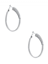 GUESS Silver-Tone Cable Hoops, SILVER GUESS Silver-Tone Cable Hoops, SILVER