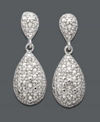 Illuminate your lobes these sleek teardrop earrings. Crafted in sterling silver, Victoria Townsend earrings feature a dusted layer of round-cut diamond accents. Approximate drop: 7/8 inch. Illuminate your lobes these sleek teardrop earrings. Crafted in sterling silver, Victoria Townsend earrings feature a dusted layer of round-cut diamond accents. Approximate drop: 7/8 inch.