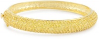 CZ by Kenneth Jay Lane Classic Cubic Zirconia Gold-Plated Pave Oval Bangle Bracelet