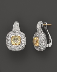 Cushion-cut canary crystals sparkle against white sapphires in elegant sterling silver settings. By Judith Ripka. Cushion-cut canary crystals sparkle against white sapphires in elegant sterling silver settings. By Judith Ripka.
