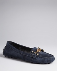 Kick your wardrobe up a gear in these driving moccasin flats by Tory Burch, just your speed with the perfect gleam of metal logo hardware. Kick your wardrobe up a gear in these driving moccasin flats by Tory Burch, just your speed with the perfect gleam of metal logo hardware.