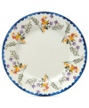 Freshen up. Colorful wildflowers scatter on the Scallop Floral salad plate, a charming addition to country settings from Marcela for Prima Design. With dainty blue trim.