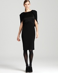 Ushering in this season's flair for the dramatic, a sleek BASLER sheath dress stuns with a sheer back cape for feminine glamour with gothic edge. Ushering in this season's flair for the dramatic, a sleek BASLER sheath dress stuns with a sheer back cape for feminine glamour with gothic edge.
