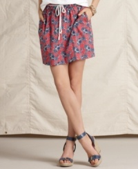 Simple and short, this super-cute Tommy Hilfiger skirt is an easy way to dress up casual days. The vibrant print and rope belt adds interest to a basic A-line silhouette. Simple and short, this super-cute Tommy Hilfiger skirt is an easy way to dress up casual days. The vibrant print and rope belt adds interest to a basic A-line silhouette.