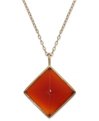 A pyramid with panache. Studio Silver's necklace, crafted from 18k gold over sterling silver, features a carnelian (11-1/2 ct. t.w.) pendant for a look that's truly fashion-forward. Approximate length: 18 inches. Approximate drop: 1 inch. A pyramid with panache. Studio Silver's necklace, crafted from 18k gold over sterling silver, features a carnelian (11-1/2 ct. t.w.) pendant for a look that's truly fashion-forward. Approximate length: 18 inches. Approximate drop: 1 inch.