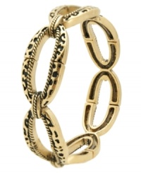 Be a golden goddess. This gorgeous link bracelet from T Tahari's Spot On collection is dressed up in alluring animal print and set in 14k gold-plated mixed metal. Nickel-free for sensitive skin. Bracelet stretches to fit wrist. Be a golden goddess. This gorgeous link bracelet from T Tahari's Spot On collection is dressed up in alluring animal print and set in 14k gold-plated mixed metal. Nickel-free for sensitive skin. Bracelet stretches to fit wrist.