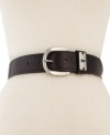 Add an easygoing, vintage vibe to any outfit with this rich leather belt from Fossil. Accented with a classic C-ring buckle and keyhole detailing at the keeper, it's the perfect wear-with-anything accessory.